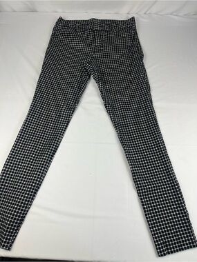Old Navy Pixie Pants Women 14 Black White Check Skinny Stretch Ankle